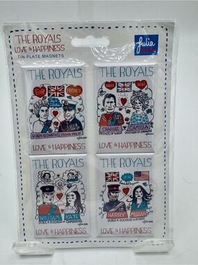 Julius The Royals Tin Plate Magnet Set - Blue Red Black White Pink